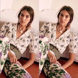Sezane Andie Purple Blossom Shirt Eyelet Floral size 10